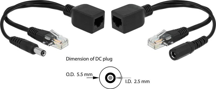 Image du produit Delock Kit convertisseur PoE 9-57V passif, 100Mbps, DC 5,5 x 2,5mm (802.3af (PoE), 45.60 W)