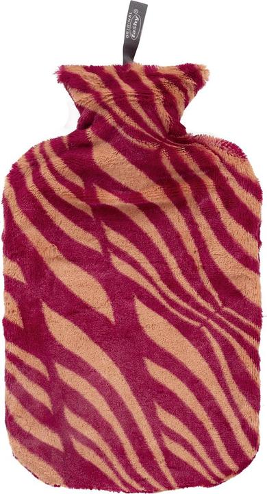 Fashy Bottiglia d'acqua calda Copertura in pile rosso/albicocca con velcro termoplastico (2 l)