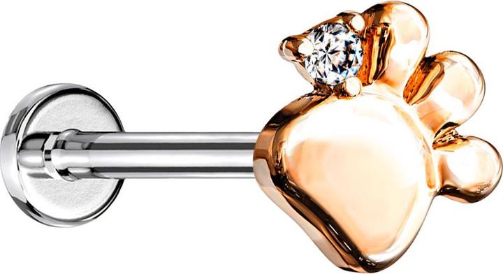 Actual product image Star Piercing Micro threadless labret silver paw rose gold crystal silver (Surgical steel 316L, Brass)
