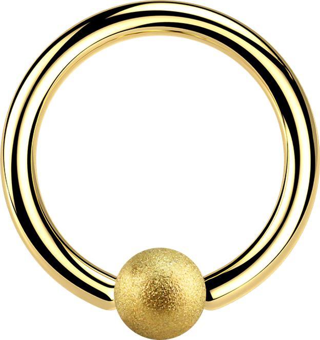 Actual product image Star Piercing Gold-plated speckled ball closure ring (Surgical steel 316L)