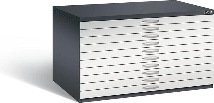 Immagine prodotto C+P Archivio per disegni, UNI A0, 10 cassetti, altezza 760 mm, grigio nerastro /