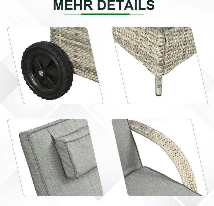 Produktbild Outsunny Rattan Sonnenliegen mit Tisch