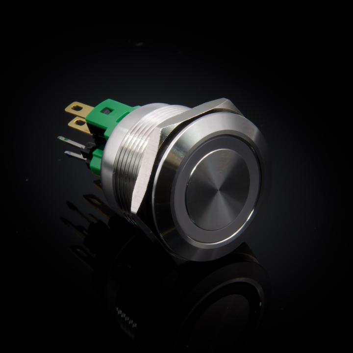 Actual product image Purecrea 22mm push-button with RGB illumination 5V - stainless steel