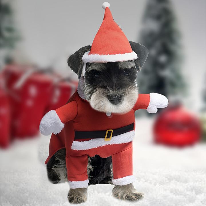 Image du produit Alopini costume de Noël d'hiver pour animaux de compagnie avec chapeau, veste chaude onesie chien chiot, S (S, Manteau pour chien)