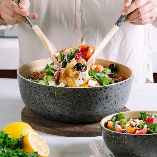 Produktbild Jungle Culture extra grosse Salatschüssel aus Bambus in dunkelgrau (28 cm Durchmesser) (28 cm, 1 x)