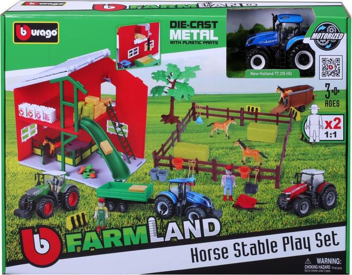 Produktbild Bburago Pferdestall mit Traktor