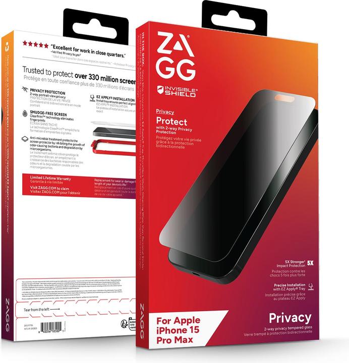 Image du produit Zagg Invisibleshield Glass Elite (1 pièce(s), Apple iPhone 15 Pro Max)