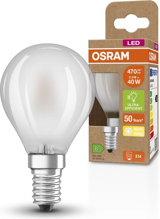 Immagine prodotto Osram OSR LEDFil Drop Ultra 2,5W (E14, 2.50 W, 470 lm, 1 x, B)