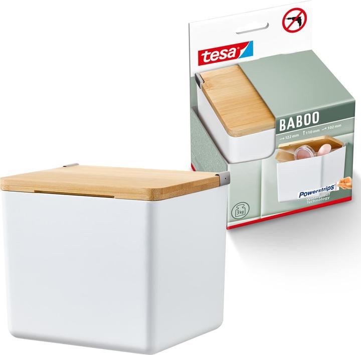 Produktbild tesa BABOO Aufbewahrungsbox mit Deckel, klein inkl. Klebelösung ohne Bohren