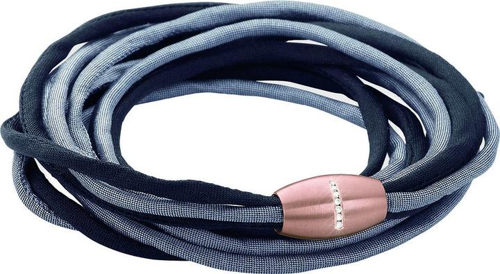 Immagine prodotto Xen Bracciale in seta grigio/nero con 7 diamanti Chiusura magnetica Lunghezze a scelta (53 cm, Seta e acciaio inossidabile)