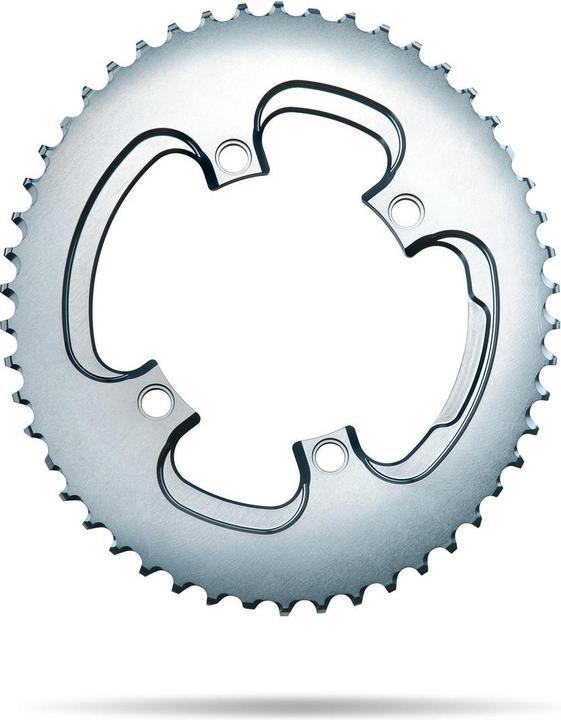Actual product image AbsoluteBLACK aBLACK ROAD SILVER edition OVAL 110BCD 4 holes 2X chainring, asymmetric GREY TITANGRAUM (50)