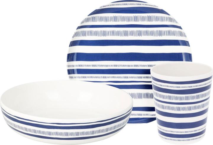 Actual product image ProGarden Melamin Geschirr Set, 12-tlg., blau-weiss