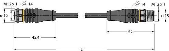 Immagine prodotto Turck Cavo dell'attuatore e del sensore Cavo di collegamento PUR RKS4.5T-3-RSS4 (3 m)
