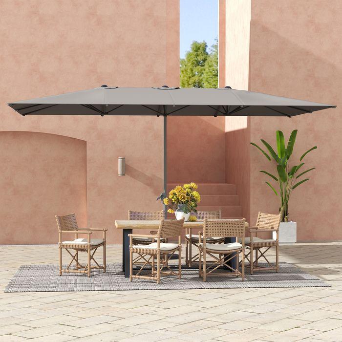 Image du produit Swisshandel24 Doppelsonnenschirm mit Kurbel 451x264 cm, Alu, Dunkelgrau (2.64 m)
