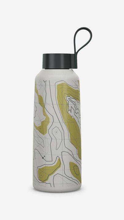 Quechua Trinkflasche 1 l Edelstahl Schraubverschluss Wandern - Carto 100 Karte/grün (1 l)
