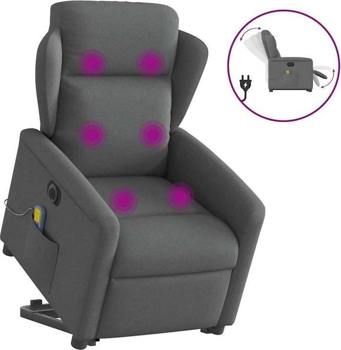 Immagine prodotto VidaXL Poltrona massaggiante elettrica con ausilio per la posizione eretta in tessuto grigio scuro