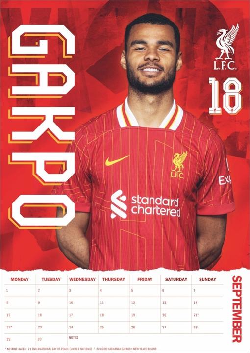 Actual product image Danilo Liverpool poster calendar 2025 (English)