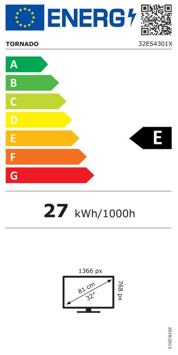 Energy Label Tornado TV 32ES4301X / Frameless 32 I WebOS TV Black (32", LED, HD)