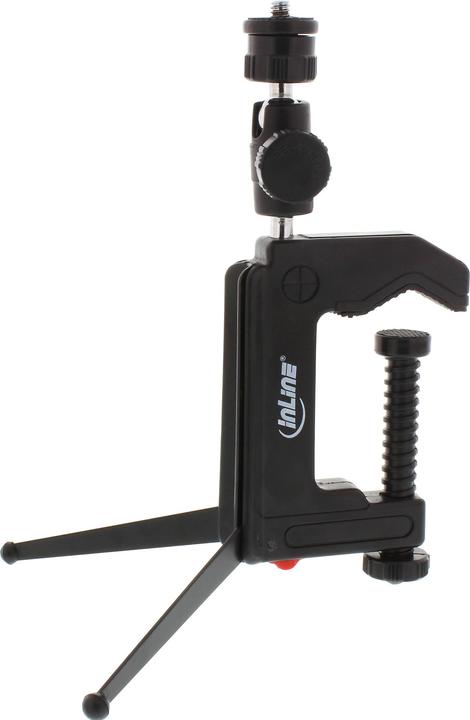 Image du produit InLine Trépied de table 190mm avec pince à vis, noir avec tête sphérique (Métal, Matières plastiques)