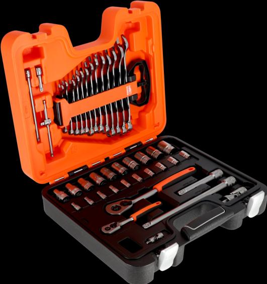 Produktbild Bahco 1/4"- und 1/2"-Steckschlüssel-Satz, metrisch, Sechskant, inklusive Ring-Maulschlüssel-Satz - 41-t