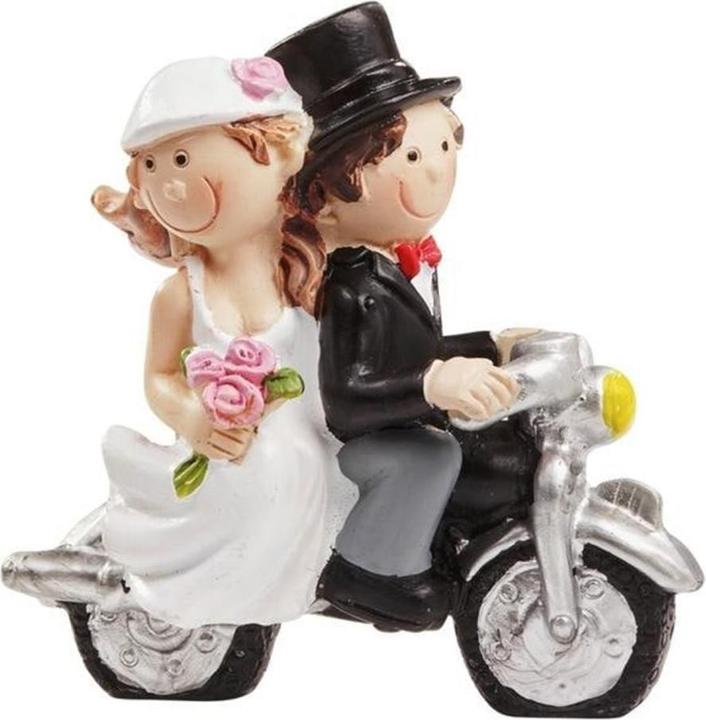 Produktbild Hobby Fun Mini-Figur Hochzeitspaar auf Motorrad 6 x 5 cm