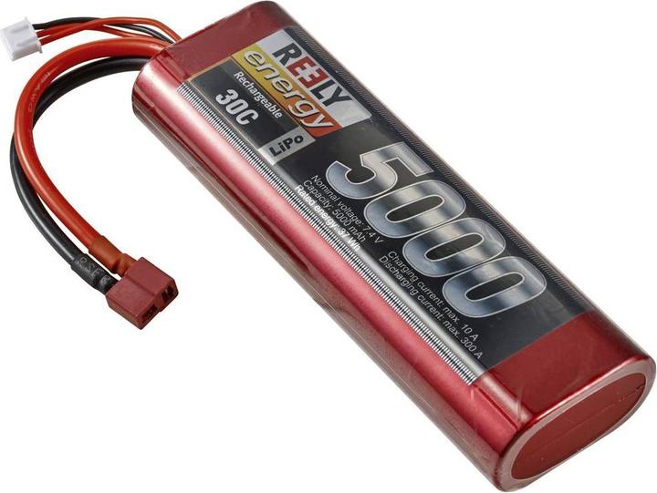 Reely Model making battery pack (LiPo) 7.4V 5000 mAh Number of cells: 2 30 C Stick Hardcase T-connector (7.40 V, 5000 mAh)