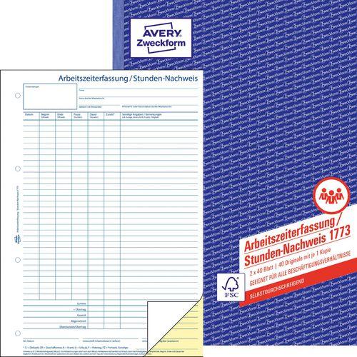 Image du produit Avery Saisie du temps de travail / justificatif des heures (40 x)
