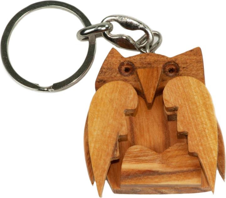 Image du produit Natura Punto Porte-clés hibou, en bois d'olivier, marron, 5 x 5cm