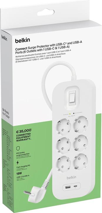 Produktbild Belkin Surgemaster Überspannungsschutz (6 x, CEE 7/3, 2 m)