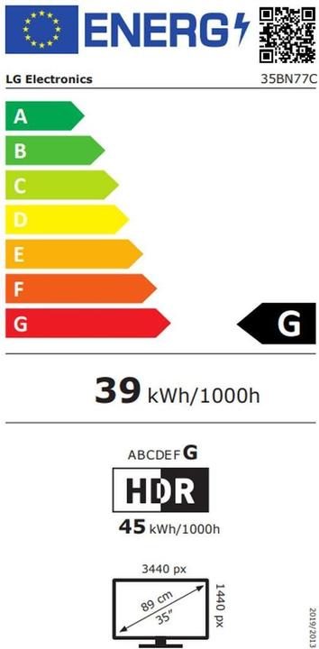 Energy Label LG 35BN77C-B (3440 x 1440 pixels, 35")