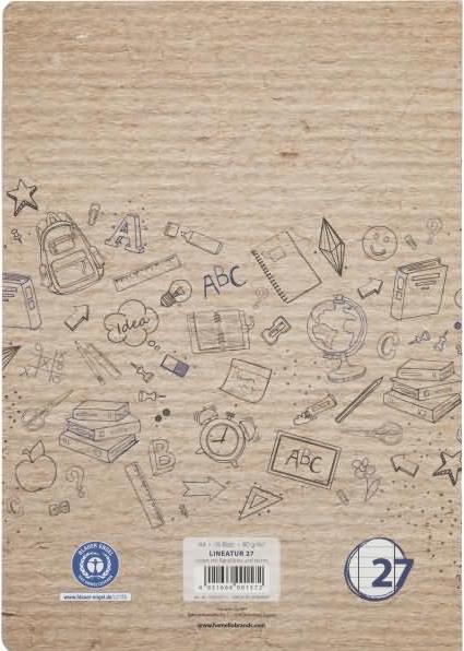Image du produit Landré Recycling A4 cahier d'écolier cousu à cheval 2 fois (A4, À rayures)
