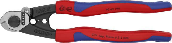 Actual product image Knipex Wire rope scissors l.190mm f.wire rope d.6mm head polished handle 2comp. sheaths forged (195 mm)