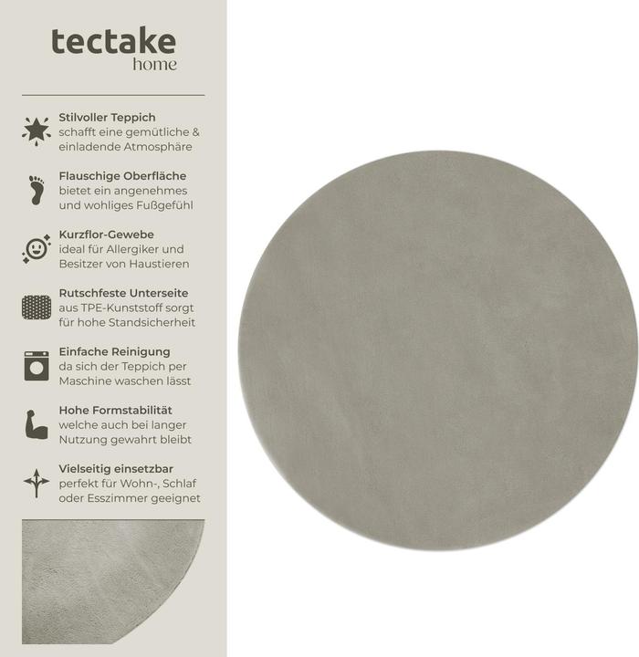 Produktbild tectake Kurzflorteppich Soft Zone (120 x 120 cm)