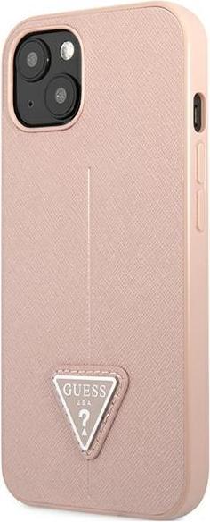 Immagine prodotto Guess GUHCP13SPSATLP Custodia rigida iPhone 13 mini 5,4 pollici Rosso/Rosa Logo SaffianoTriangolo (Apple iPhone 13 mini)