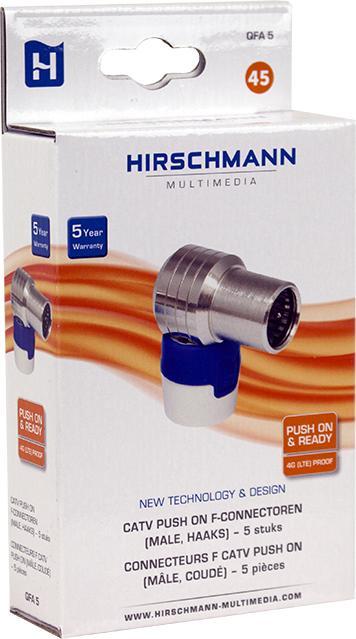 Actual product image Hirschmann QFA 5 Angled push-on quick F connector (Antenna cable)