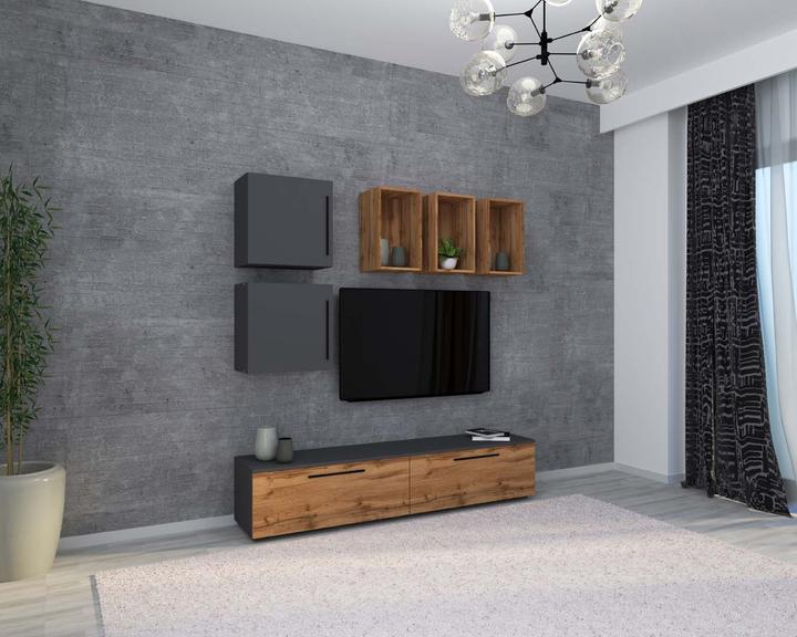 Produktbild VCM TV Lowboard Fernsehschrank Schrankwand Wohnzimmer Anbauwand Wohnwand Arila L (190 x 40 x 200 cm)