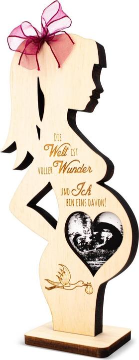 Actual product image ZNatur Pregnant woman picture frame made of Swiss stone pine wood gift decoration with engraving for