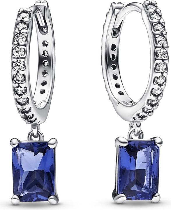 Pandora Blue Rectangular Sparkling Ohrringe (Silber 925)