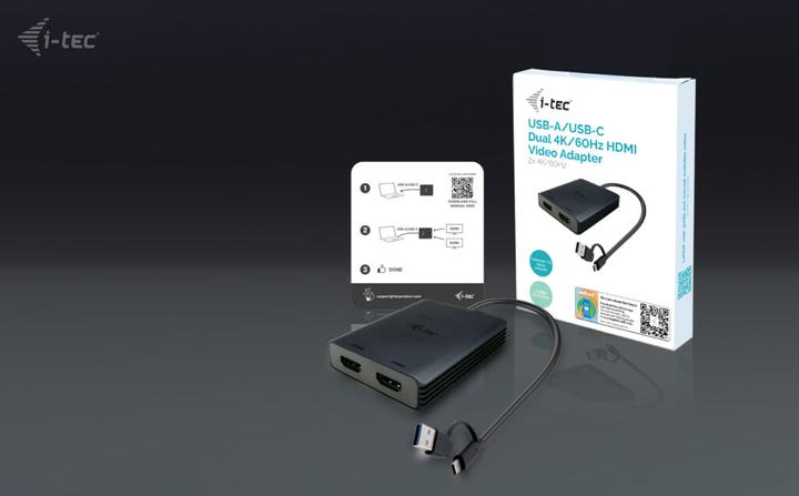 Produktbild i-tec USB-A/USB-C Dual 4K HDMI Video Adapter 2x 4K HDMI Display Adapter mit DisplayLink Chip 6950 (HDMI, 27 cm)