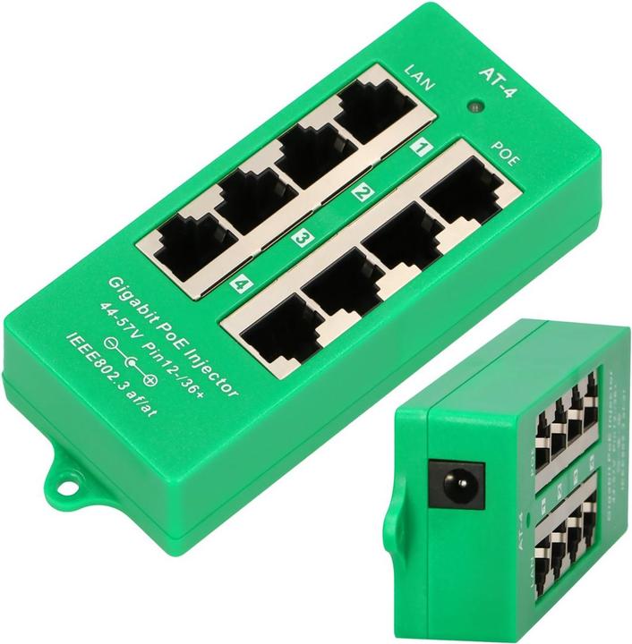 Actual product image Extralink ACTIVE POE INJECTOR 4 PORT GIGABIT 802.3AT/AF MODE A - - 4-Port Gigabit Ethernet (802.3af (PoE), 802.3at (PoE+))