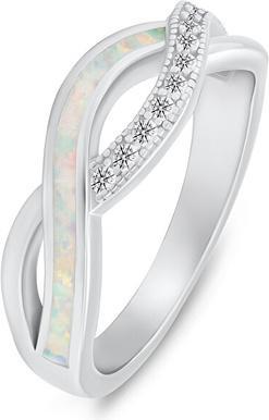 Image du produit Brilio Silver - Elégante bague en argent avec zircons et opale synthétique RI126W - Circuit : 58 mm (58)