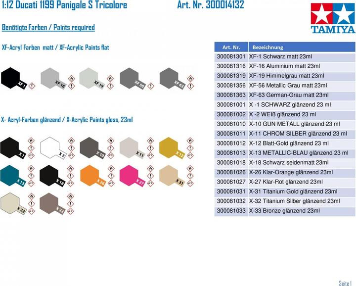 Actual product image Tamiya Ducati 1199 Panigale S Tricolore