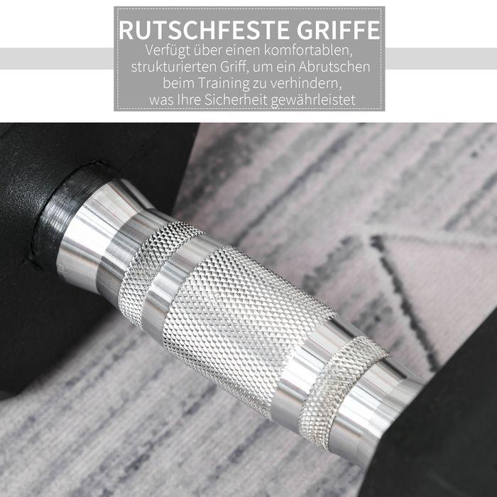 Produktbild Swisshandel24 Hexagon Kurzhantel Gusseisen Hantel Gummi-Hantel Griff gerändelt Gewichte Metall Gummi schwarz 1 x 2 (1 x 20 kg)