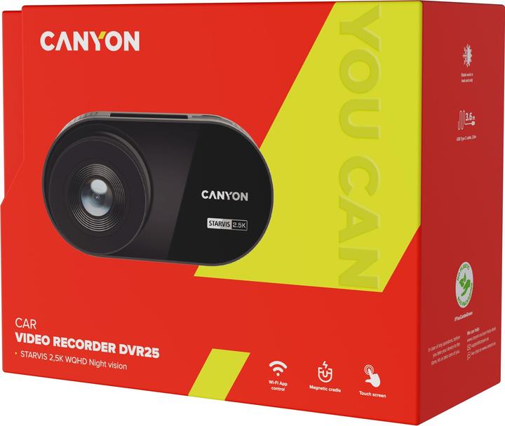 Produktbild Canyon DVR25, 3' IPS with touch screen, Mstar8629Q, Sensor Sony335, Wifi, 2K resolution (Eingebautes Display, WLAN, WQHD)