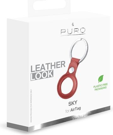 Actual product image Deltaco Puro SKY Apple Airtag key ring with leather case - Red