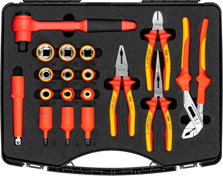 Actual product image Vigor VDE tool set ∙ V5632 ∙ Square, hollow 12.5 mm (1/2 inch) ∙ Outside hexagon profile, Inside he…