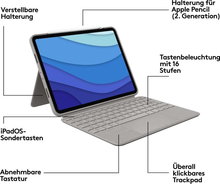 Actual product image Logitech Combo Touch (US, iPad Pro 11 2020 (2. Gen), iPad Pro 11 2022 (4th Gen), iPad Pro 11 2018 (1. Gen), iPad Pro 11 2021 (3rd Gen))