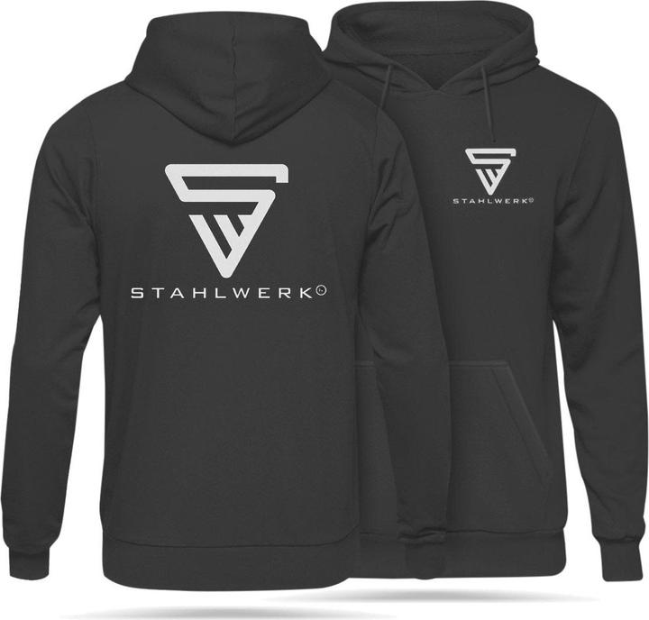 Stahlwerk Hoodie Schwarz Kapuzen-Pullover Grösse XXL 100% Baumwolle (XXL)