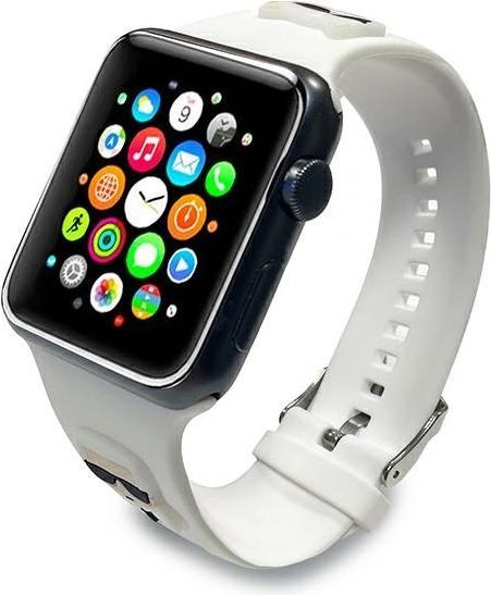 Immagine prodotto Karl Lagerfeld Pasek KLAWLSLCKW Apple Watch 42/44/45mm cinturino in silicone bianco Karl & Choupette H (Silicone)