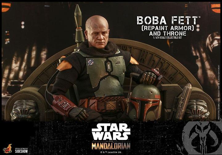 Actual product image Hot Toys Star Wars The Mandalorian Action Figure 1/6 Boba Fett (Repaint Armor) and Throne 30 cm